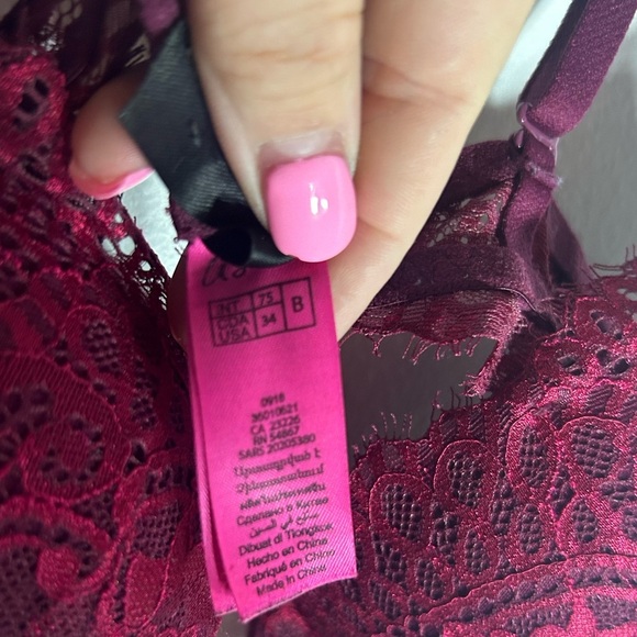 La Senza, size 34B, diva beyond sexy deep plunge bra, deep red wine color, lace - Picture 6 of 8